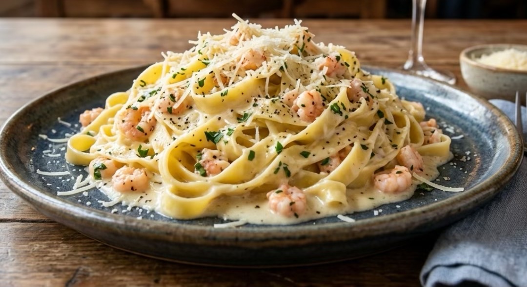 Creamy Shrimp and Parmesan Tagliatelle