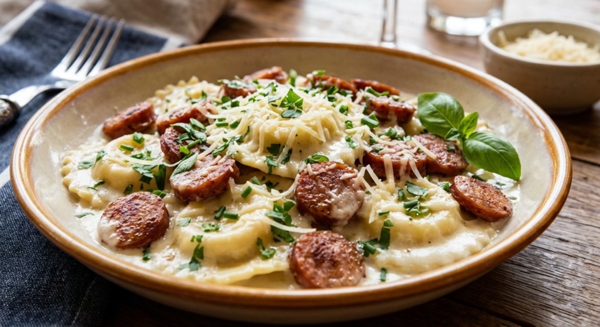 Creamy Calabresa and Parmesan Ravioli