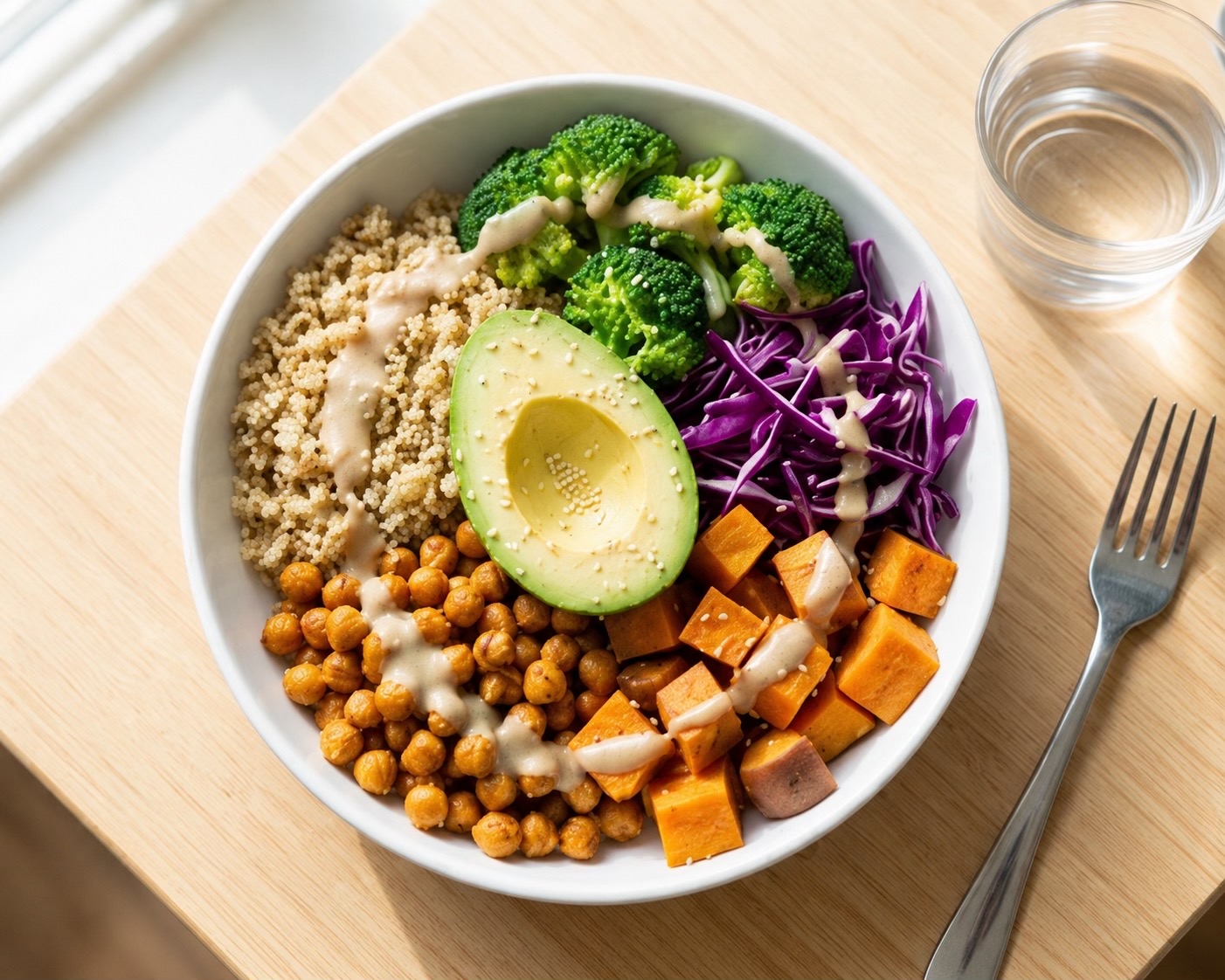 Buddha Bowl Quinoa & Pois Chiches Rôtis au Tahini