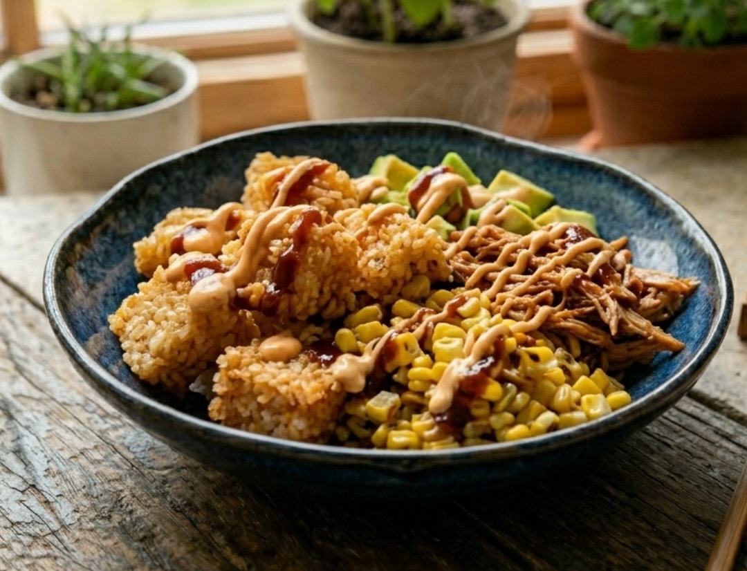 Bowl Pulled Pork BBQ & Riz Croustillant à l'Avocat