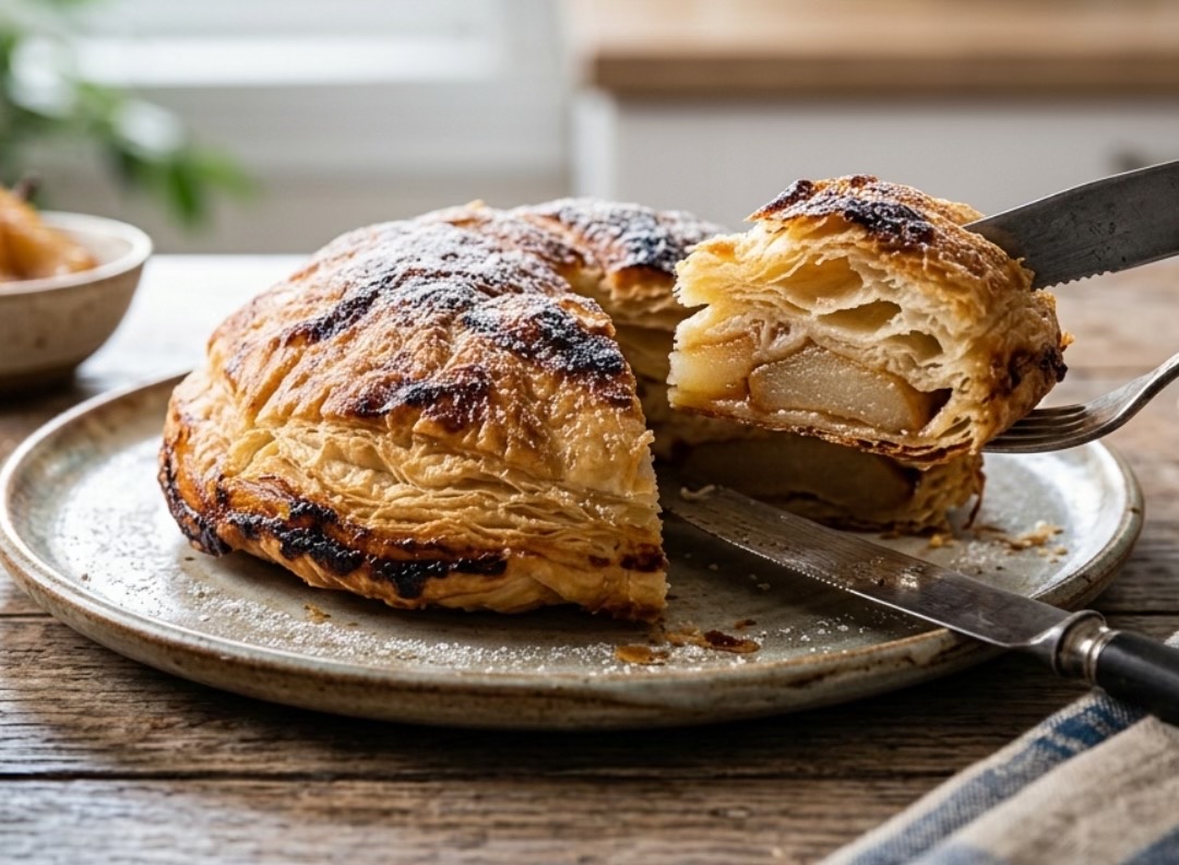 Tarte Feuilletée Inversée aux Pommes, Miel et Cannelle