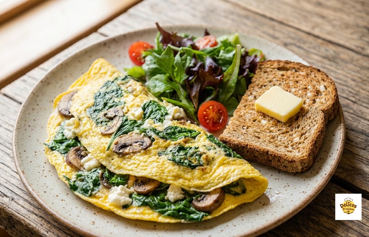 Omelette Gourmande à la Feta et aux Champignons