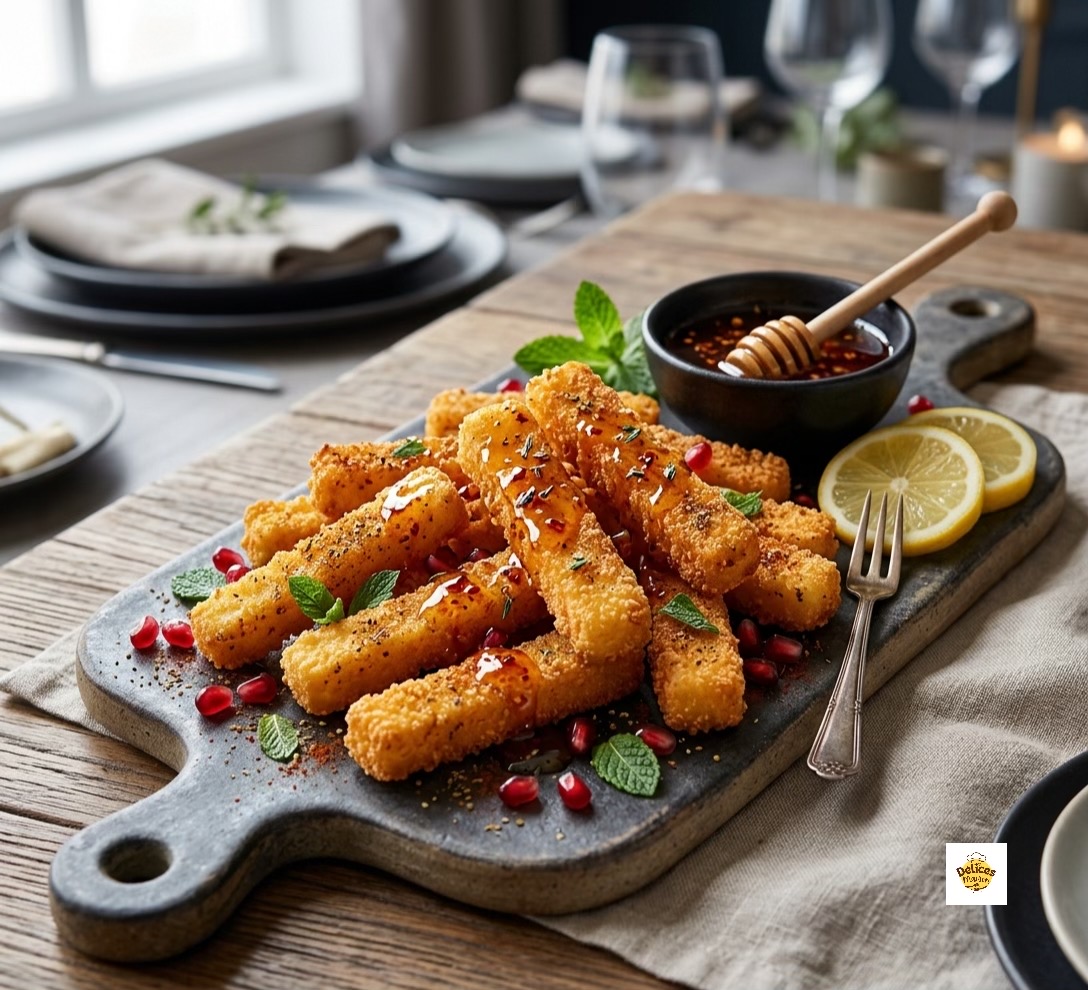 Frites de Halloumi Croustillantes au Miel Pimenté