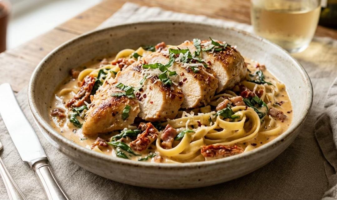 Frango Crémeux com Tomates Secos e Parmesão