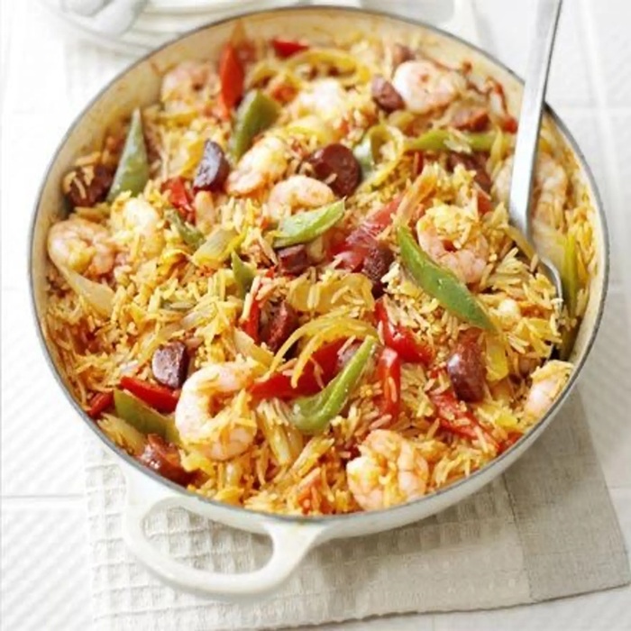 Riz à la Paella aux Crevettes en Un Pot