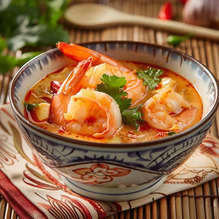 Soupe Tom Yum aigre-épicée aux crevettes