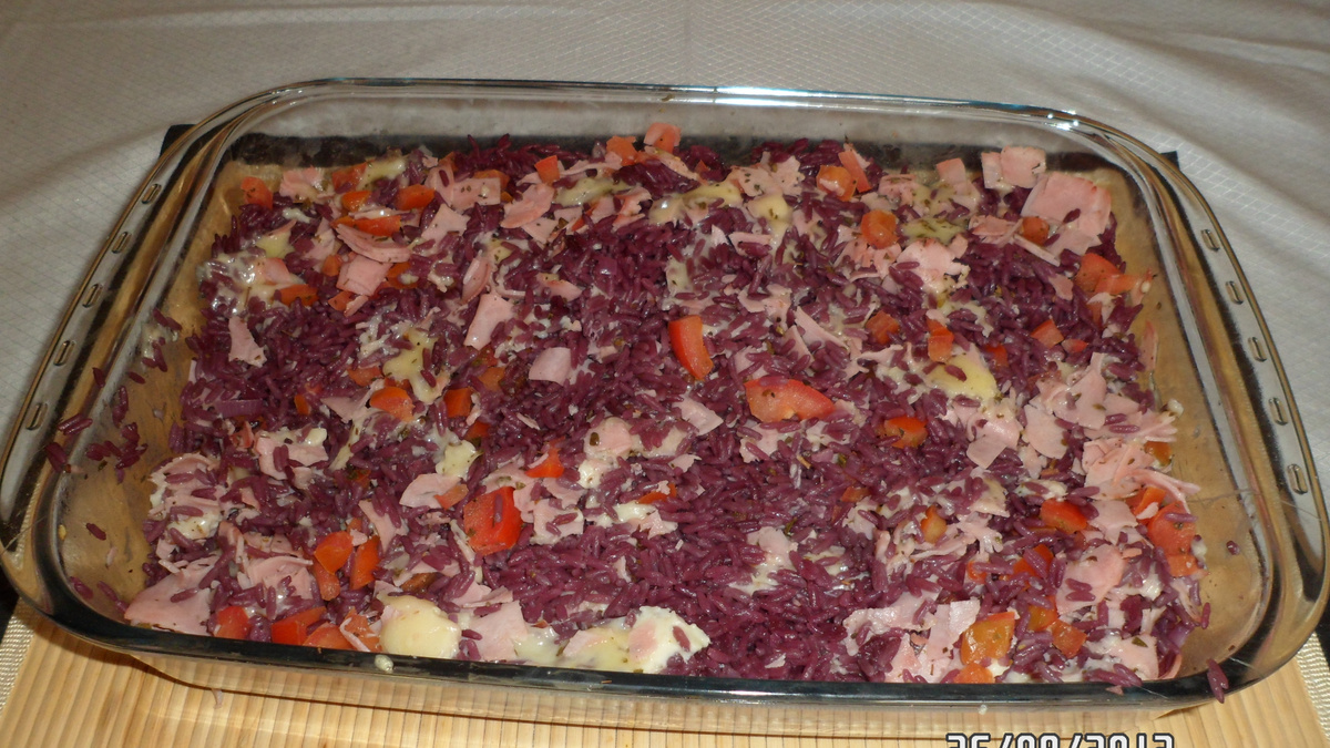 Riz au Vin Rouge Gratiné au Jambon et Mozzarella