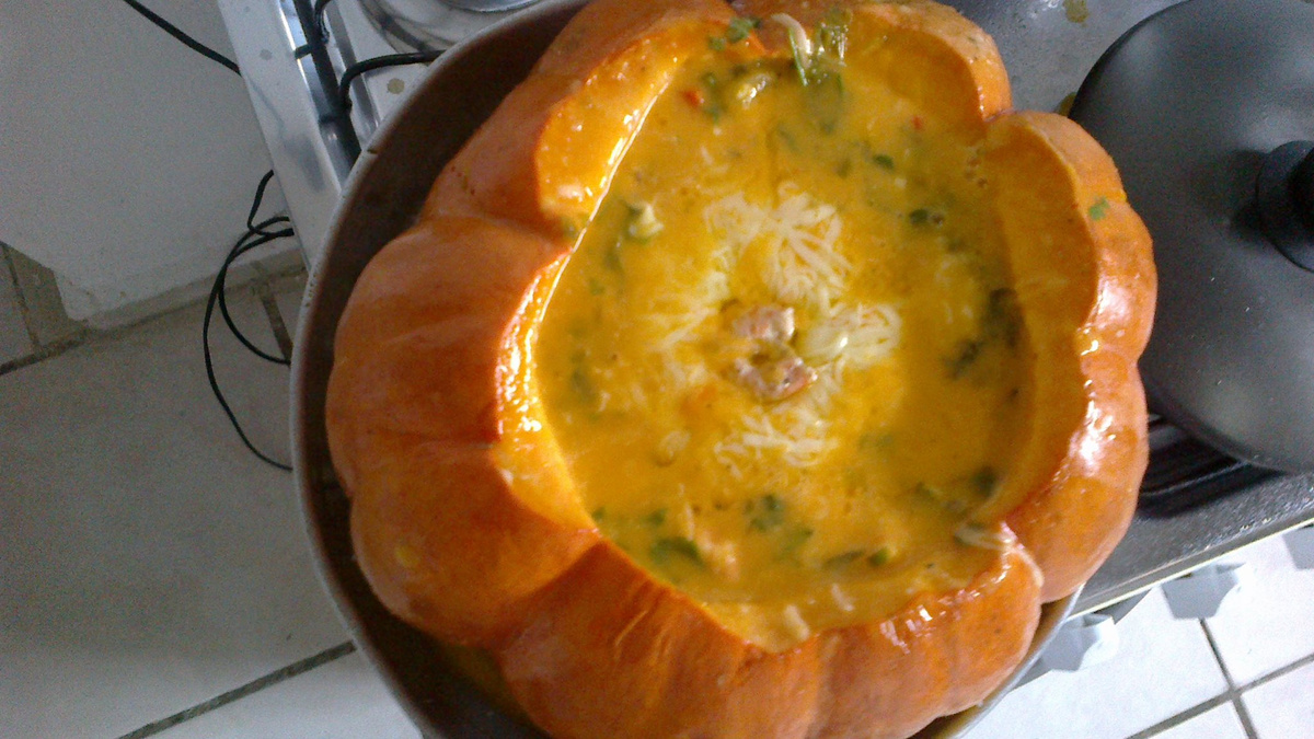 Roasted Squash with Creamy Coconut Cassava and Marinated Shrimp